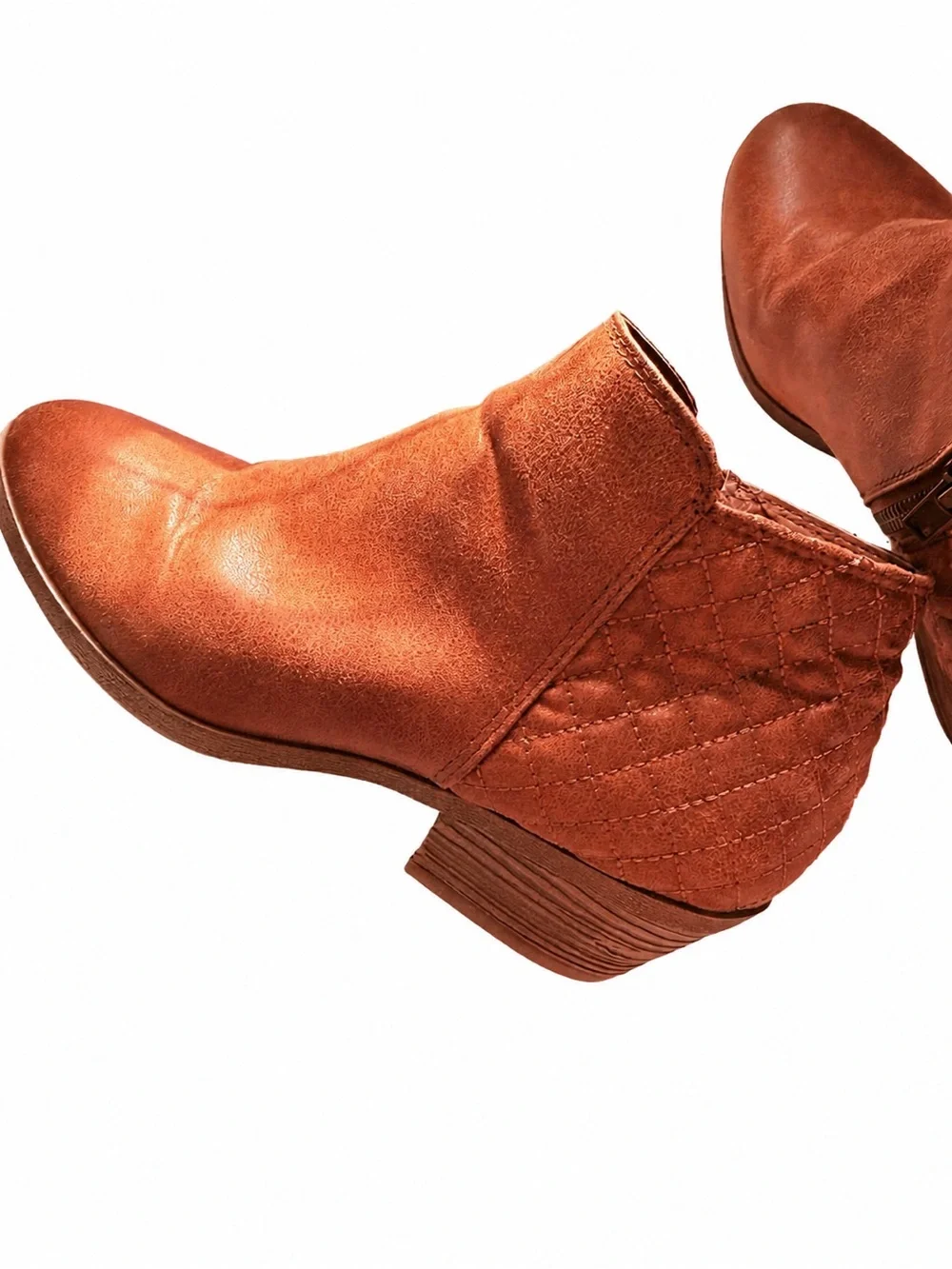 Faded Glory Cognac Brown Quilted Ankle Booties Size 6